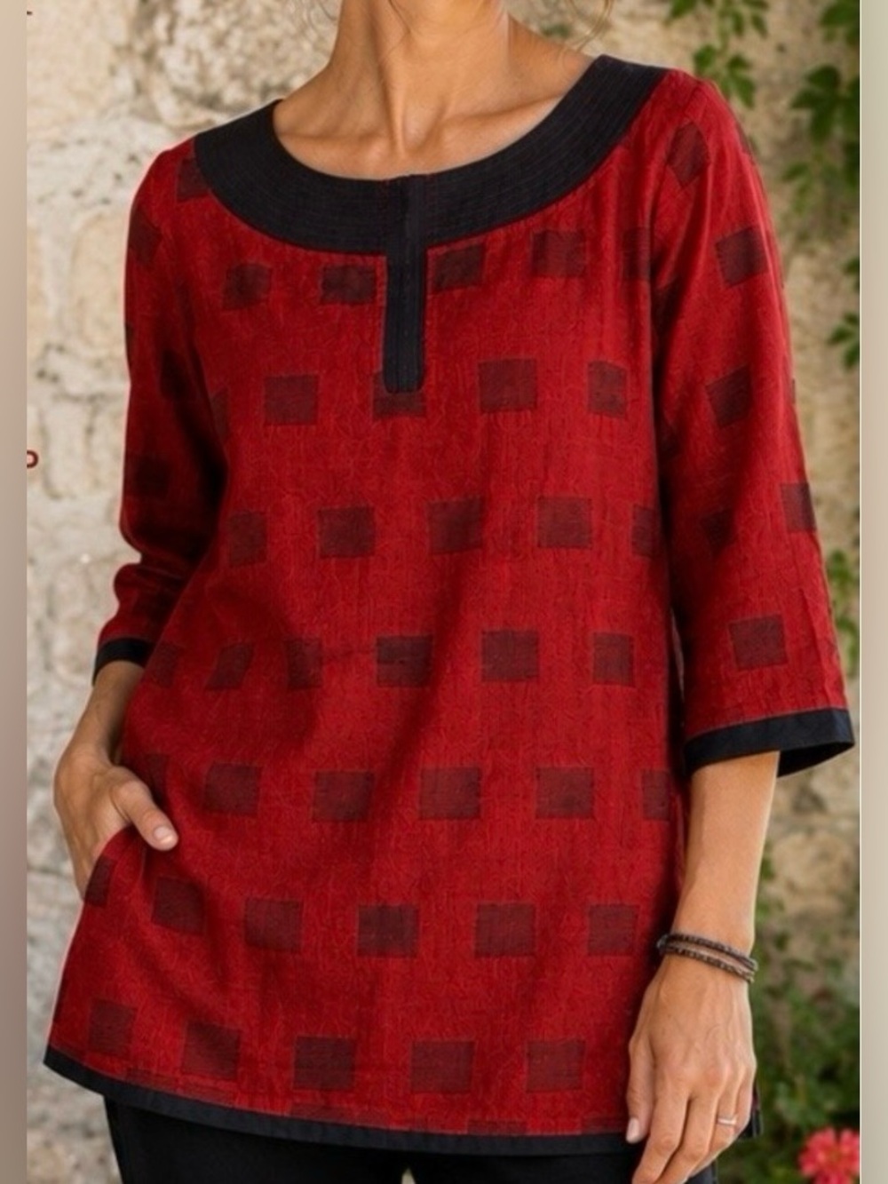 Cotton Curio 100% Cotton Artisan Tunic Top | Made in India | Medium